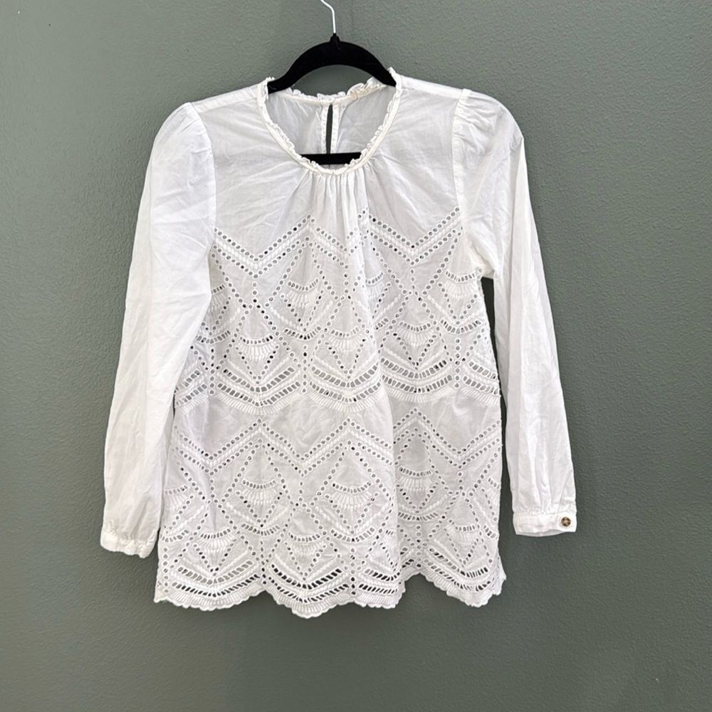 Anthropologie The Korner Eyelet Blouse Womens Sz S White